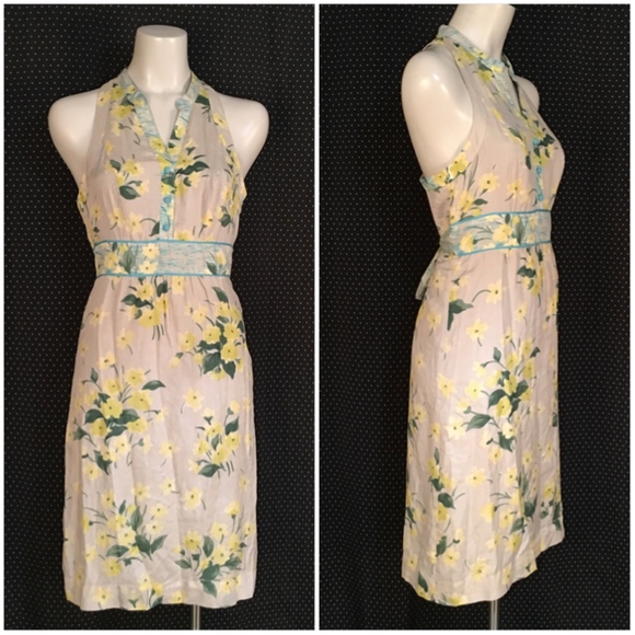 Maeve Anthropologie Yellow Floral Cream Dress Sz 4 - Picture 2 of 7
